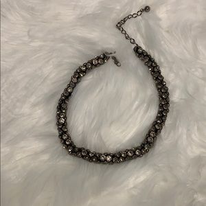 BCBG gunmetal stone short necklace